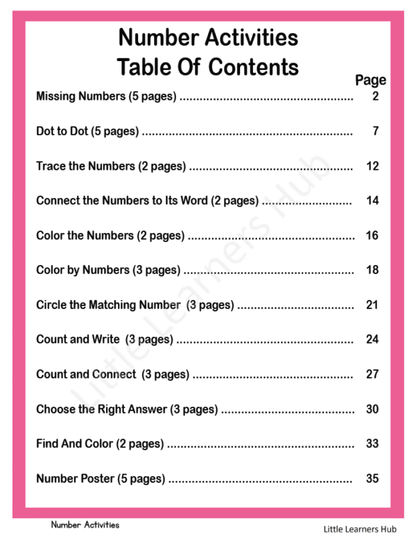 Number Activities for Early Learners – Fun & Engaging Math Practice (39 Printable PDF Pages)