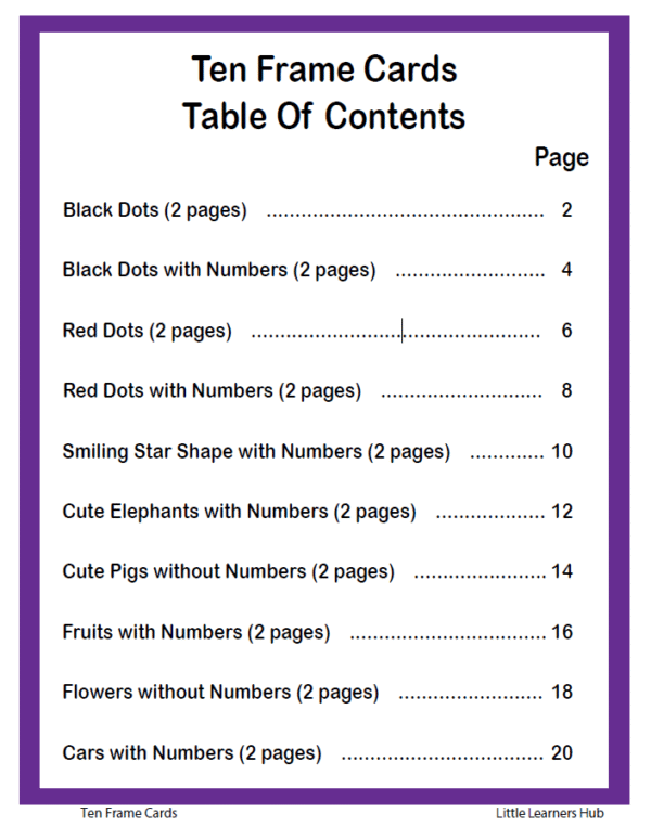 Ten Frame Cards – Numbers 1 to 10 in 5 Fun Styles (21 Printable PDF Pages)