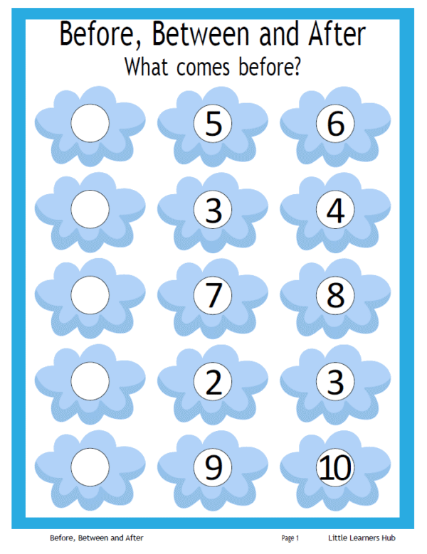 Before, Between & After – Numbers up to 20 (25 Printable PDF Pages)