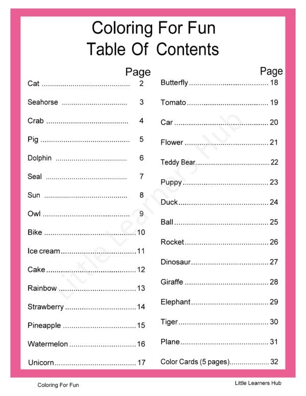 Coloring for Fun – 36 Cute Printable Coloring Pages for Kids (PDF Download)