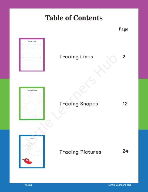 Tracing for Kids – Lines, Shapes & Pictures (33 Printable PDF Pages)