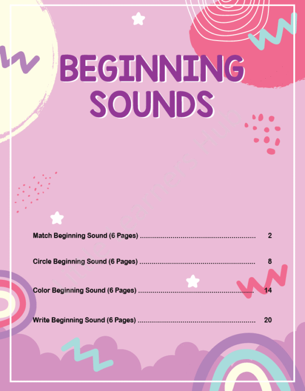 Beginning Sounds Worksheets – Phonics Practice for Early Readers (25 Printable PDF Pages)
