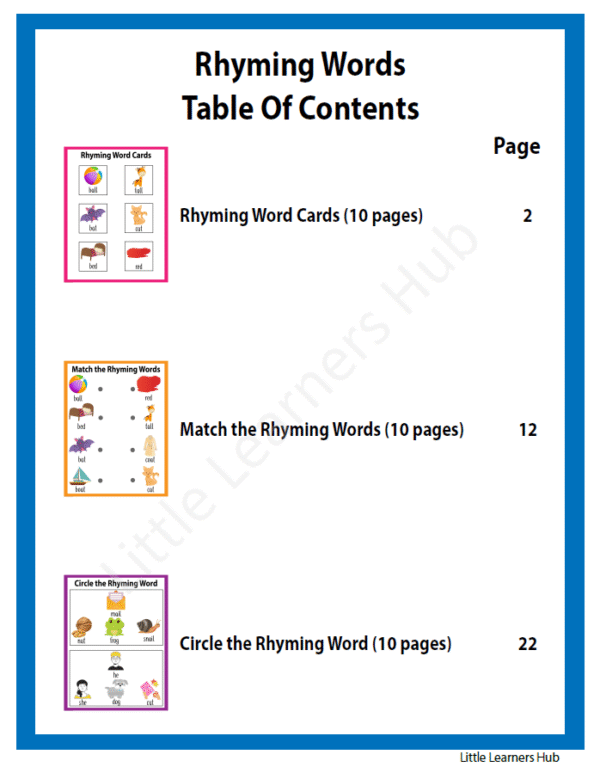 Rhyming Words Worksheets – Fun Phonemic Awareness Activities (28 Printable PDF Pages)